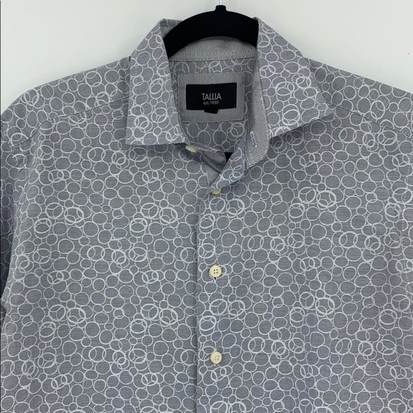 Tallia Gray Geometric Circles Modern Fit Sport Shirt Size Medium - Picture 3 of 16